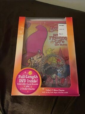 Disney Trolls Pink Orange DVD with Charm Bracelet